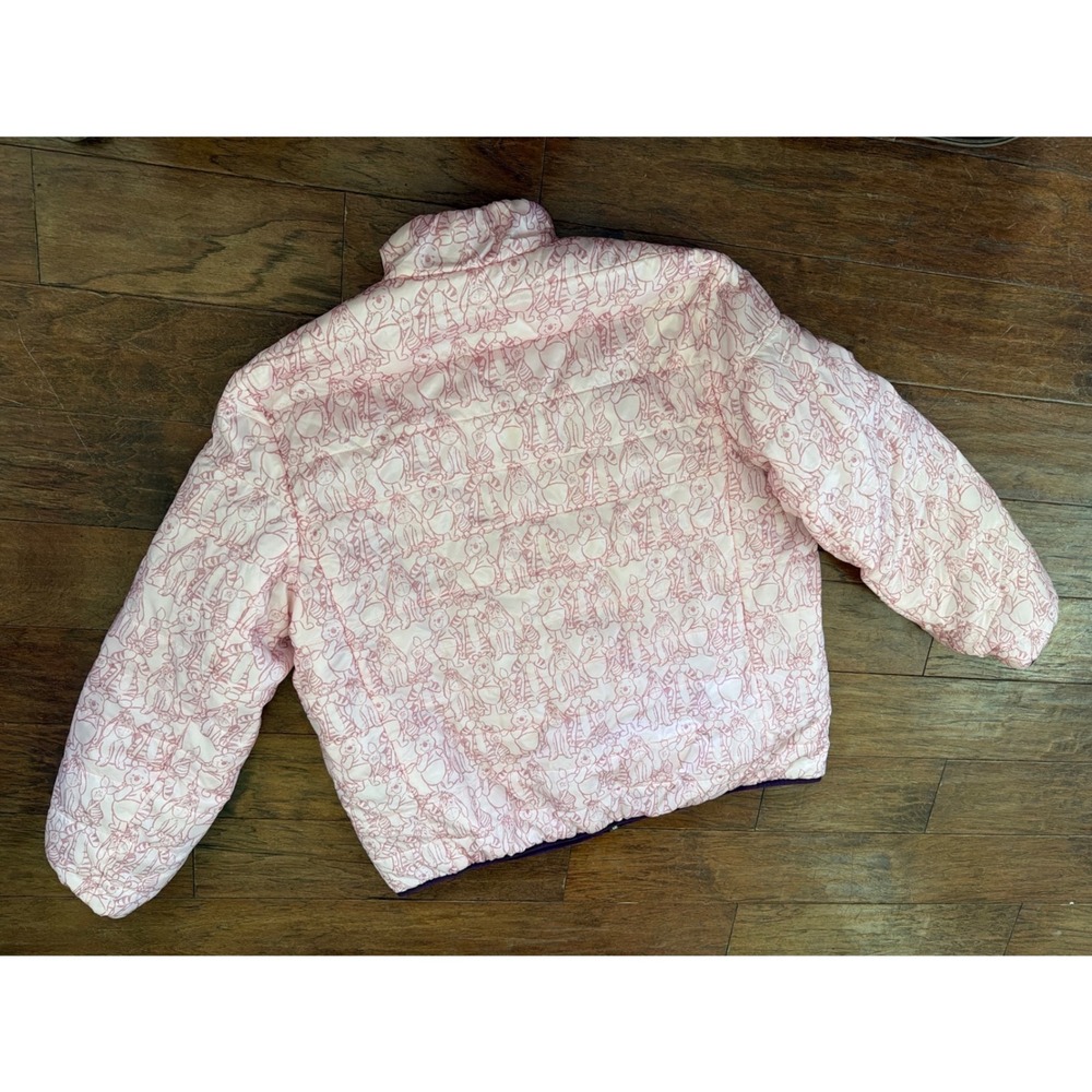 Disney Winnie the Pooh Puffer Jacket Purple Quilted Embroidered XL reversible - Picture 2 of 7